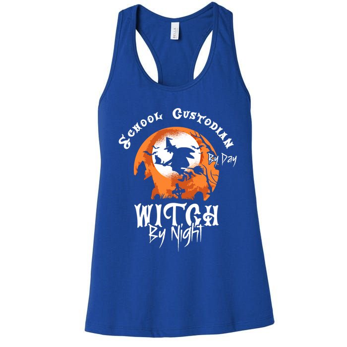 Halloween Witch And School Custodian Great Gift Women's Racerback Tank