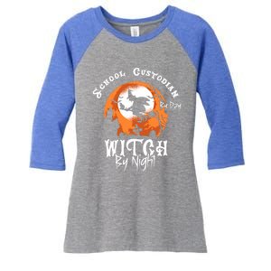 Halloween Witch And School Custodian Great Gift Women's Tri-Blend 3/4-Sleeve Raglan Shirt