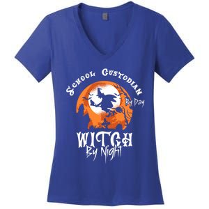 Halloween Witch And School Custodian Great Gift Women's V-Neck T-Shirt