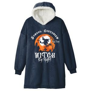 Halloween Witch And School Custodian Great Gift Hooded Wearable Blanket