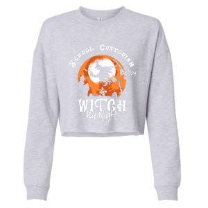 Halloween Witch And School Custodian Great Gift Cropped Pullover Crew