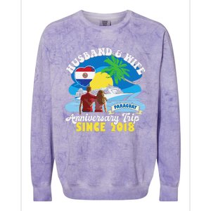 Husband & Wife Anniversary Trip Since 2018 Paraguay Colorblast Crewneck Sweatshirt