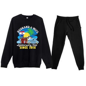 Husband & Wife Anniversary Trip Since 2018 Paraguay Premium Crewneck Sweatsuit Set