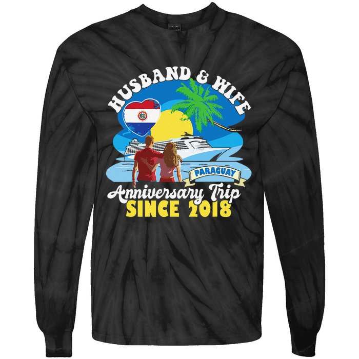 Husband & Wife Anniversary Trip Since 2018 Paraguay Tie-Dye Long Sleeve Shirt