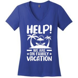 Help We Are On Family Vacay Funny Retro Costume Gift Women's V-Neck T-Shirt