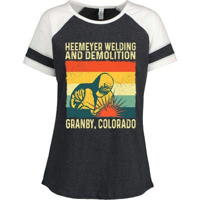 Heemeyer Welding And Demolition Grandby Colorado Enza Ladies Jersey Colorblock Tee