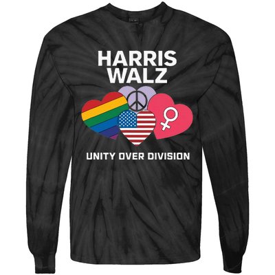 Harris Walz A Vote For Unity Tie-Dye Long Sleeve Shirt