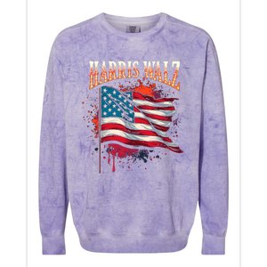 Harris Walz American Flag Gift Colorblast Crewneck Sweatshirt