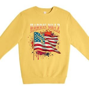 Harris Walz American Flag Gift Premium Crewneck Sweatshirt