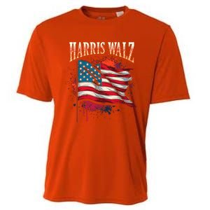 Harris Walz American Flag Gift Cooling Performance Crew T-Shirt