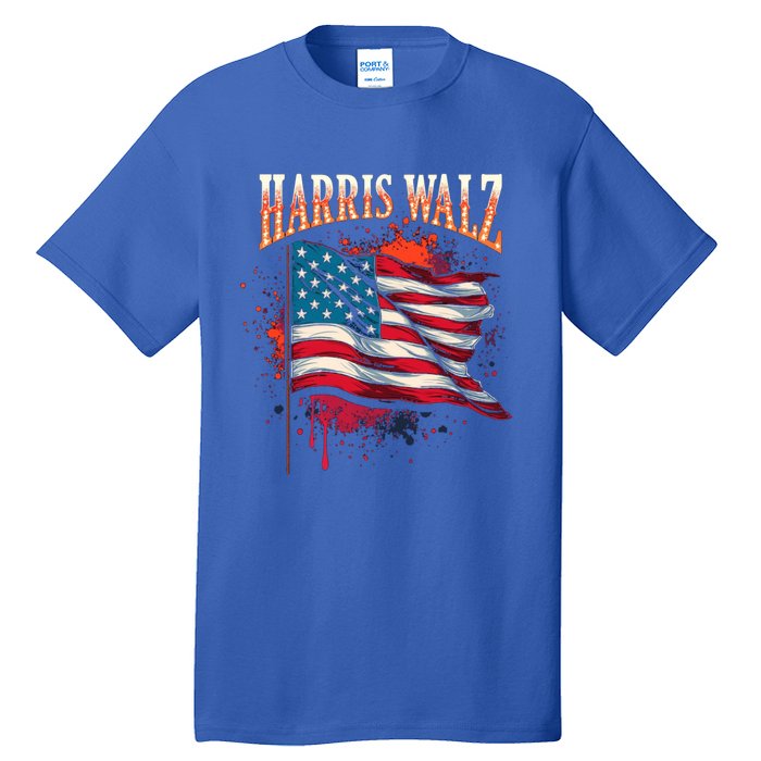 Harris Walz American Flag Gift Tall T-Shirt