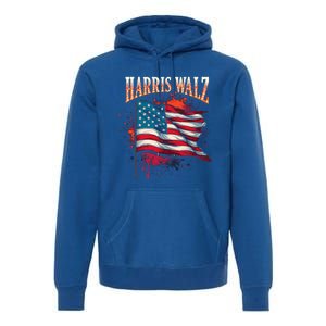 Harris Walz American Flag Gift Premium Hoodie