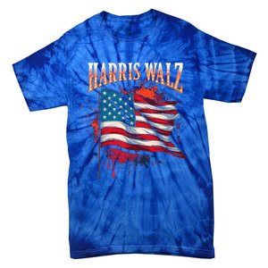 Harris Walz American Flag Gift Tie-Dye T-Shirt