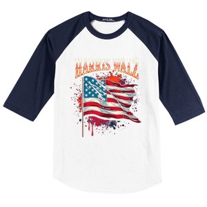 Harris Walz American Flag Gift Baseball Sleeve Shirt