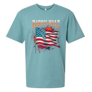 Harris Walz American Flag Gift Sueded Cloud Jersey T-Shirt