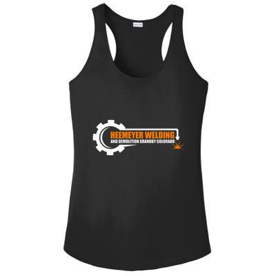 Heemeyer Welding And Demolition Grandby Colorado Fun Welder Ladies PosiCharge Competitor Racerback Tank