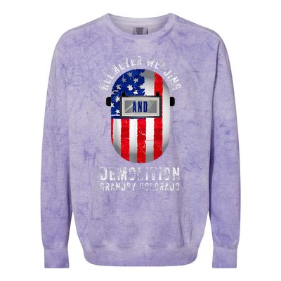 Heemeyer Welding And Demolition Grandby Colorado Welder Colorblast Crewneck Sweatshirt