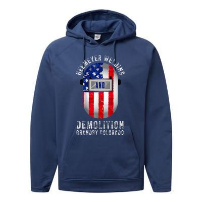 Heemeyer Welding And Demolition Grandby Colorado Welder Performance Fleece Hoodie