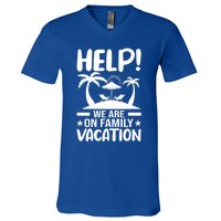 Help We Are On Family Vacay Funny Retro Costume Gift V-Neck T-Shirt