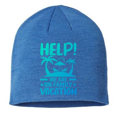 Help We Are On Family Vacay Funny Retro Costume Gift Sustainable Beanie