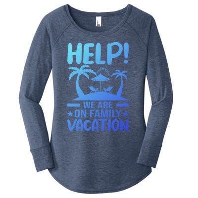 Help We Are On Family Vacay Funny Retro Costume Gift Women's Perfect Tri Tunic Long Sleeve Shirt