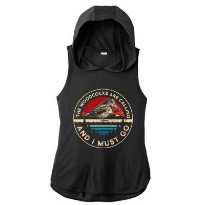 Hunting Woodcock Bird Retro Funny Phone Calls Hunter Ladies PosiCharge Tri-Blend Wicking Draft Hoodie Tank