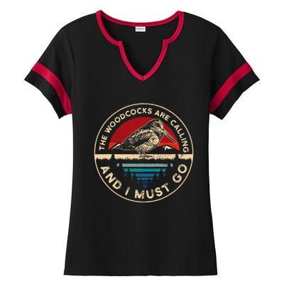 Hunting Woodcock Bird Retro Funny Phone Calls Hunter Ladies Halftime Notch Neck Tee