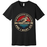 Hunting Woodcock Bird Retro Funny Phone Calls Hunter Premium T-Shirt