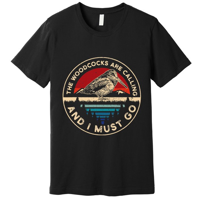 Hunting Woodcock Bird Retro Funny Phone Calls Hunter Premium T-Shirt