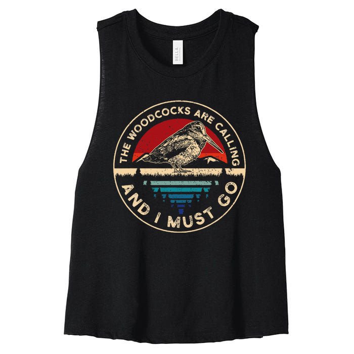 Hunting Woodcock Bird Retro Funny Phone Calls Hunter Women's Racerback Cropped Tank