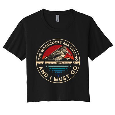 Hunting Woodcock Bird Retro Funny Phone Calls Hunter Women's Crop Top Tee