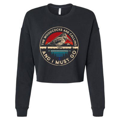 Hunting Woodcock Bird Retro Funny Phone Calls Hunter Cropped Pullover Crew