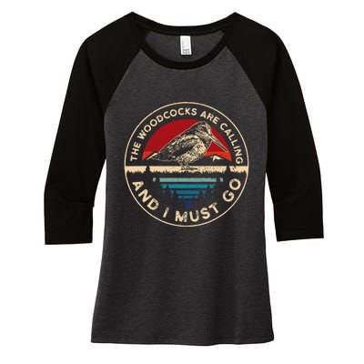 Hunting Woodcock Bird Retro Funny Phone Calls Hunter Women's Tri-Blend 3/4-Sleeve Raglan Shirt