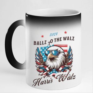 Harris Walz Ballz To The Walz Sunglasses Eagle Election 11oz Black Color Changing Mug