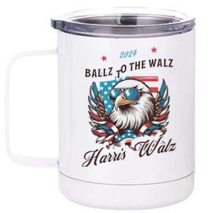 Harris Walz Ballz To The Walz Sunglasses Eagle Election 12 oz Stainless Steel Tumbler Cup