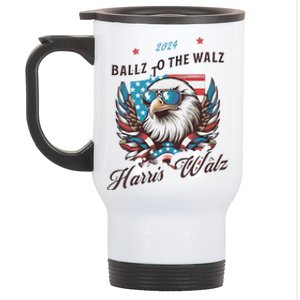 Harris Walz Ballz To The Walz Sunglasses Eagle Election Stainless Steel Travel Mug