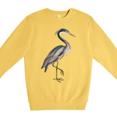 Heron Water Bird Lover Blue Heron Coastal Birds Premium Crewneck Sweatshirt