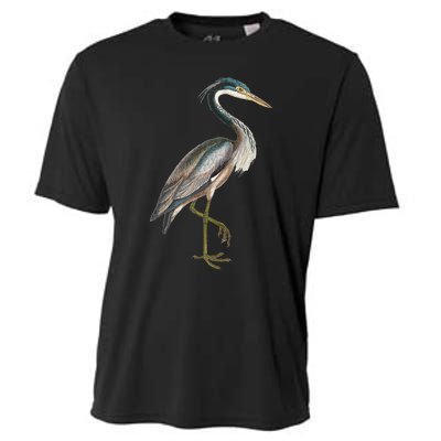 Heron Water Bird Lover Blue Heron Coastal Birds Cooling Performance Crew T-Shirt