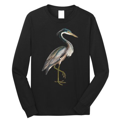 Heron Water Bird Lover Blue Heron Coastal Birds Long Sleeve Shirt