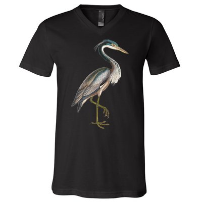 Heron Water Bird Lover Blue Heron Coastal Birds V-Neck T-Shirt