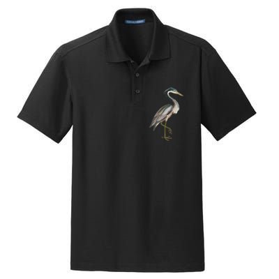 Heron Water Bird Lover Blue Heron Coastal Birds Dry Zone Grid Polo