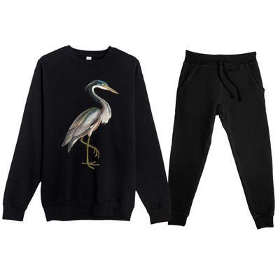 Heron Water Bird Lover Blue Heron Coastal Birds Premium Crewneck Sweatsuit Set