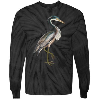 Heron Water Bird Lover Blue Heron Coastal Birds Tie-Dye Long Sleeve Shirt