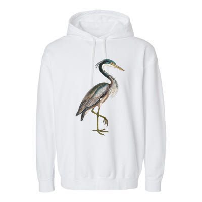 Heron Water Bird Lover Blue Heron Coastal Birds Garment-Dyed Fleece Hoodie