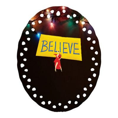 Hannah Waddingham Believe Ceramic Oval Ornament