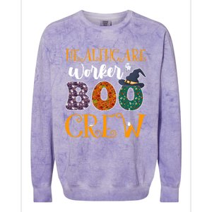 Healthcare Worker Boo Crew Nurse Halloween Ghost Costume Cute Gift Colorblast Crewneck Sweatshirt