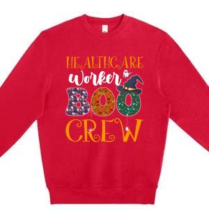 Healthcare Worker Boo Crew Nurse Halloween Ghost Costume Cute Gift Premium Crewneck Sweatshirt