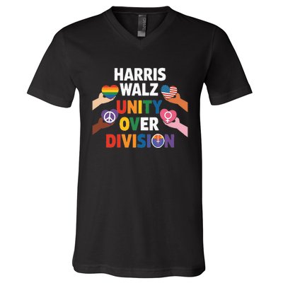 Harris Walz Bridging AmericaS Divide V-Neck T-Shirt