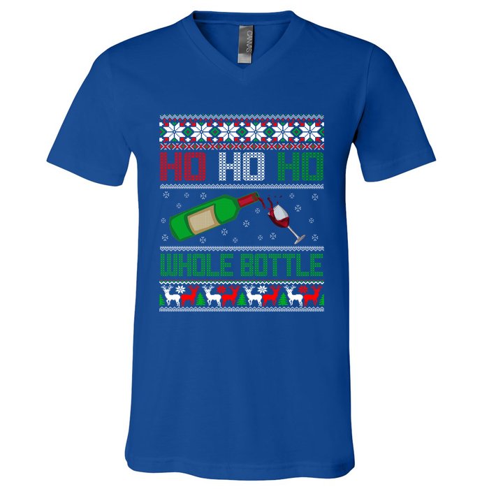 Ho Whole Bottle Funny Wine Ugly Christmas Gift V-Neck T-Shirt