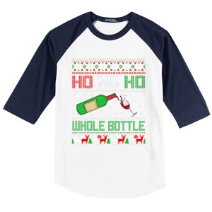 Ho Whole Bottle Funny Wine Ugly Christmas Gift Baseball Sleeve Shirt